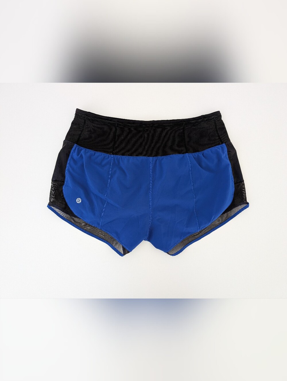 Lululemon Shorts Mind Over Miles Women's 6 Blue Black Elastic Waistband 3.5"